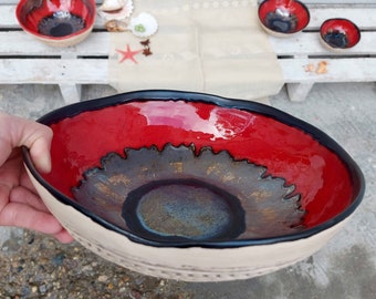 Unique Pottery Bowl, Kitchen Art Decor, Modern Ceramic Bowl, Handmade Ceramic, Fruit Ceramic Bowl, Gift For Her, Housewarming Gift, Art Bowl