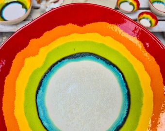 Großer Handgemachter Keramik Wandteller - Moderne Keramik Kunst - Dekorativer Wohnakzent