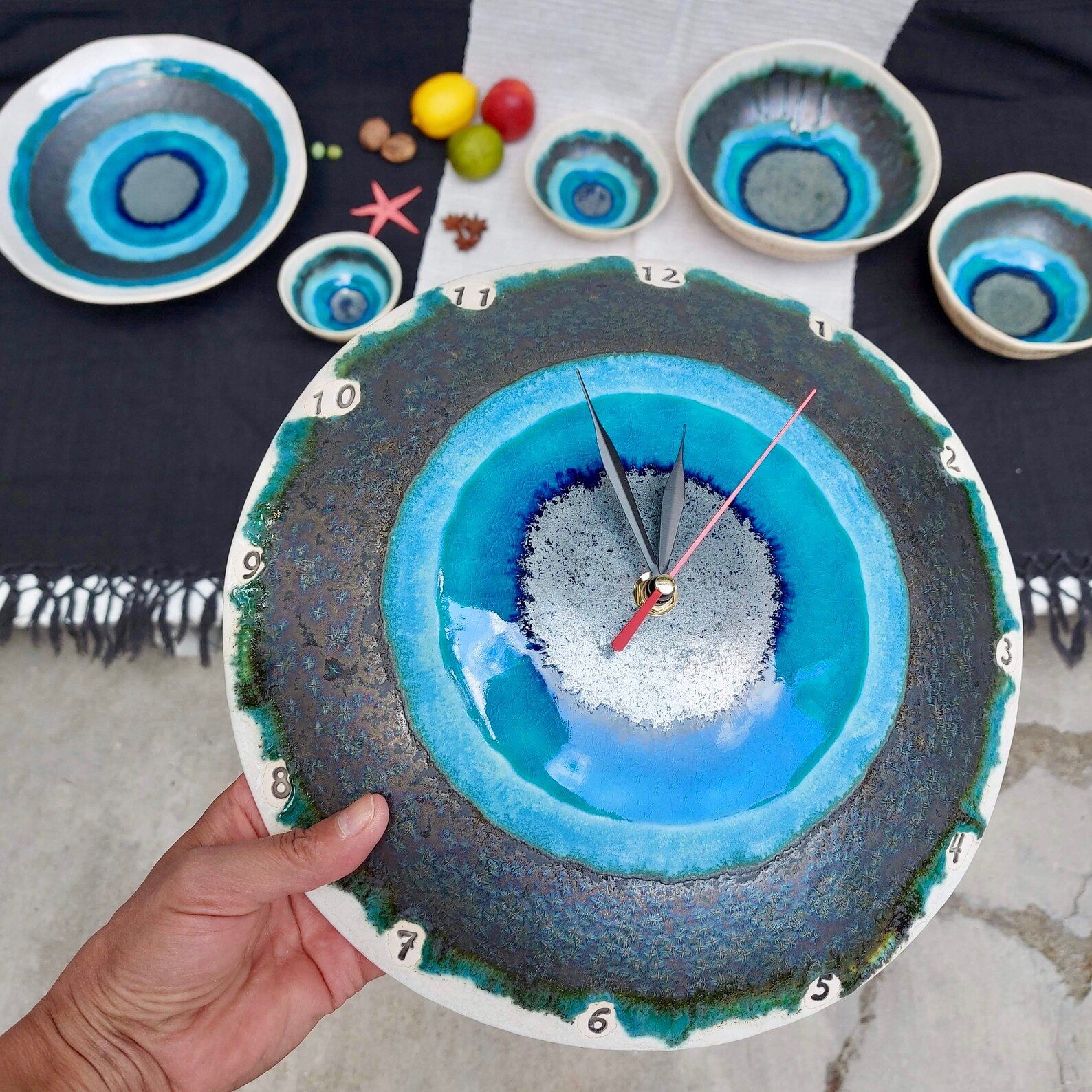 Unique Clock Art Clock Ceramic Clock Wall Round Clock - Etsy