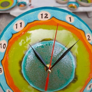 Ceramic Clock, Wall Round Clock, Kitchen Clock, Home Decor, Wall Decor, Unique Gift, Art Pottery, Clocks, Mothers Day Gift, Handmade Pottery