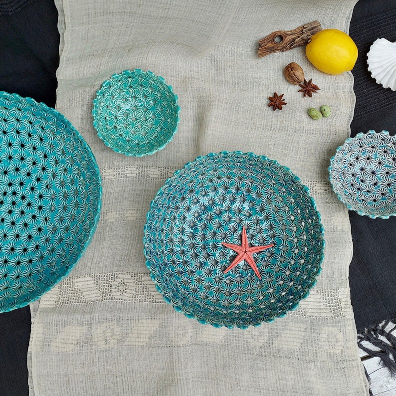 Turquoise Ceramic Bowl, Wedding Gift, Handmade Ceramic, Pottery Art, Fruit Bowl, Blue Serving Bowl, Gift For Her, Home Decor, Unique Ceramic image 6