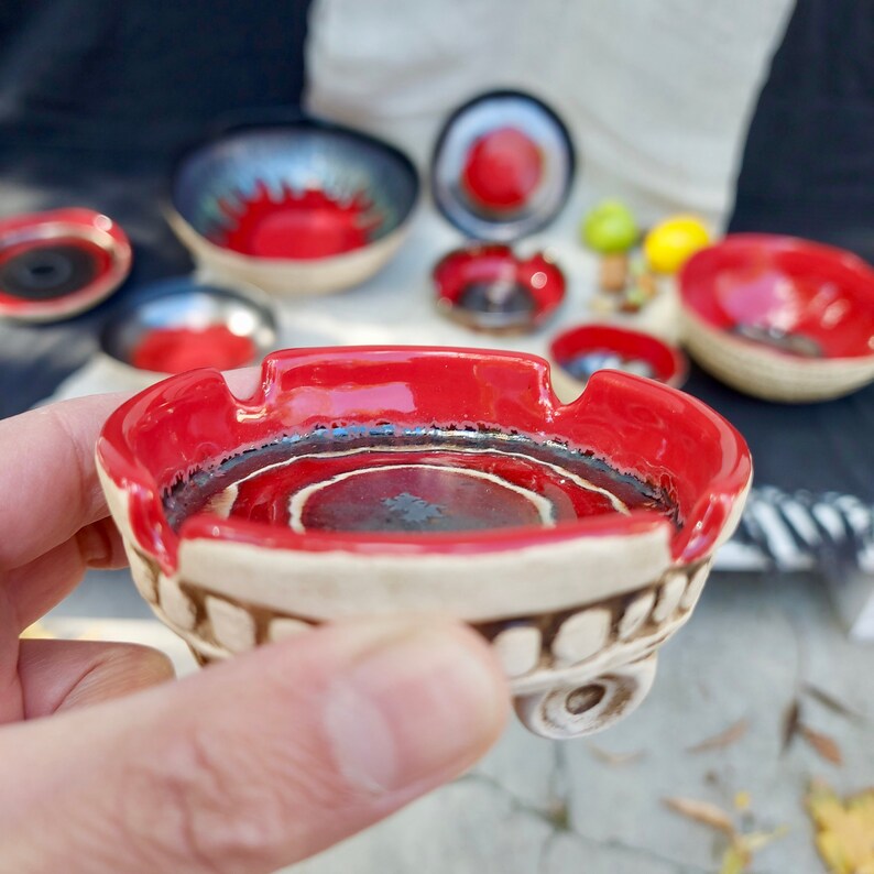 Ceramic Small Ashtray Blue Ashtray Gift For Him Colorful Etsy