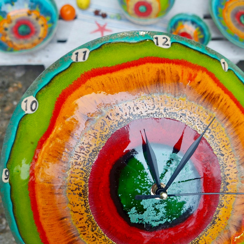 Art Clock Ceramic Clock Wall Round Clock Unique Clock - Etsy