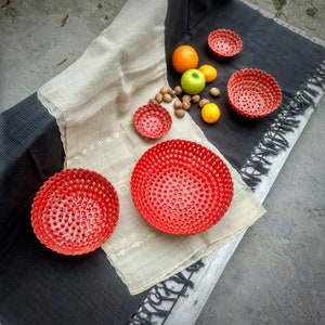 Ceramic Fruit Bowl, Red Bowl, Home Decor, Pottery Serving Bowl, Handmade Ceramic, Unique Valentine Gift, Contemporary Art, Minimalist Design image 10