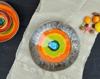 Pottery Wall Plate, Modern Handmade Plate, Colorful Ceramic Art, Large Pottery Plate, Fruit Bowl, Wall Decor, Unique Ceramic, Gift For Home