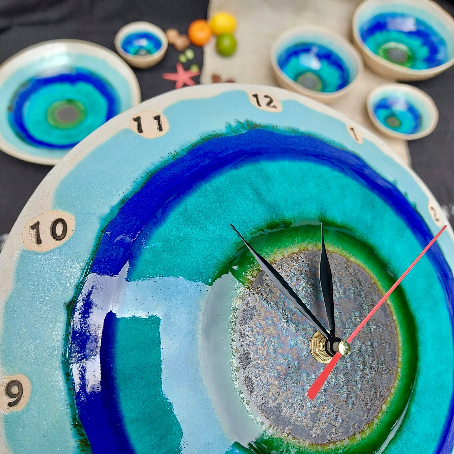 Art Clock Ceramic Clock Wall Round Clock Unique Clock - Etsy
