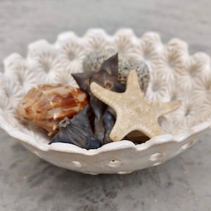 Handmade White Ceramic, Pottery Fruit Bowl, Wedding Gift, White Serving Plate, Christmas Decor, Candle Holder, Table Art Decor, Contemporary