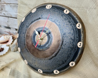 Modern Ceramic Wall Clock – Dark Sculptural Art Decor, The Moon Collection
