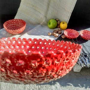 Red Ceramic, Fruit Bowl, Handmade Pottery, Rustic Bowl, Modern Ceramic Bowl, Christmas Gift, Ceramic Bowl, Home Decor, Unique Valentine Gift