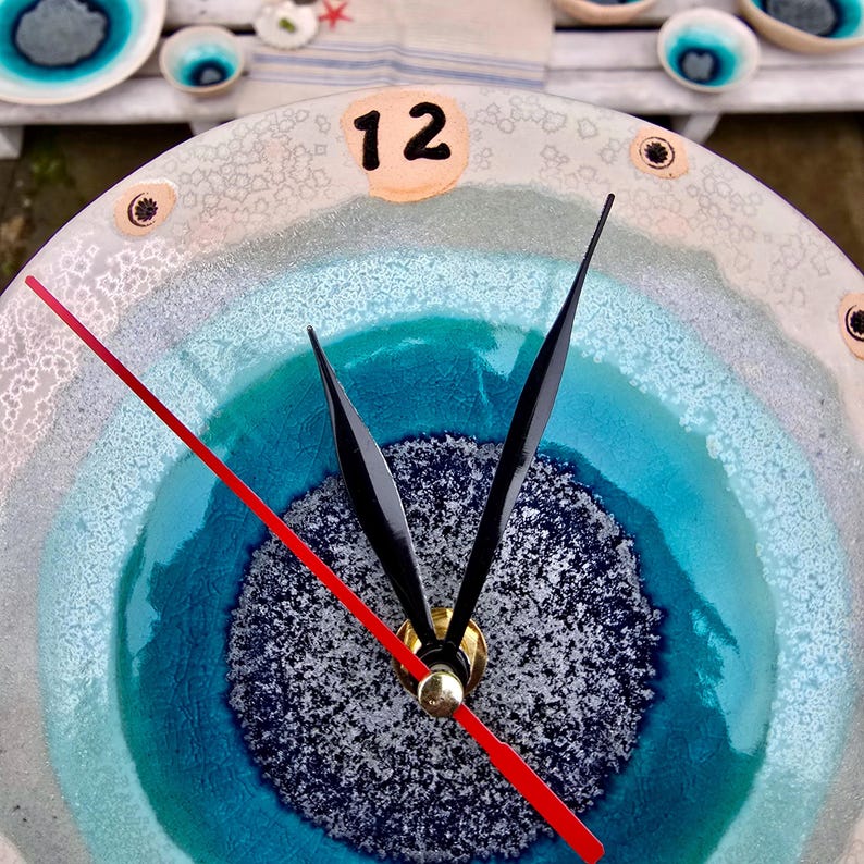 Handmade Ceramic Small Wall Clock – Winter Blue Pottery Decor - Etsy