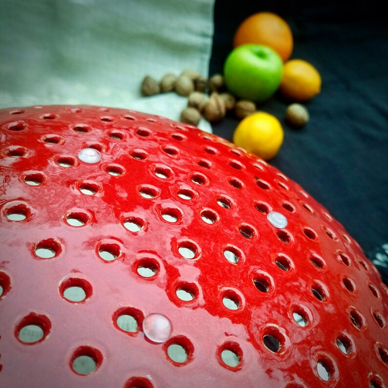 Ceramic Fruit Bowl, Red Bowl, Home Decor, Pottery Serving Bowl, Handmade Ceramic, Unique Valentine Gift, Contemporary Art, Minimalist Design image 8