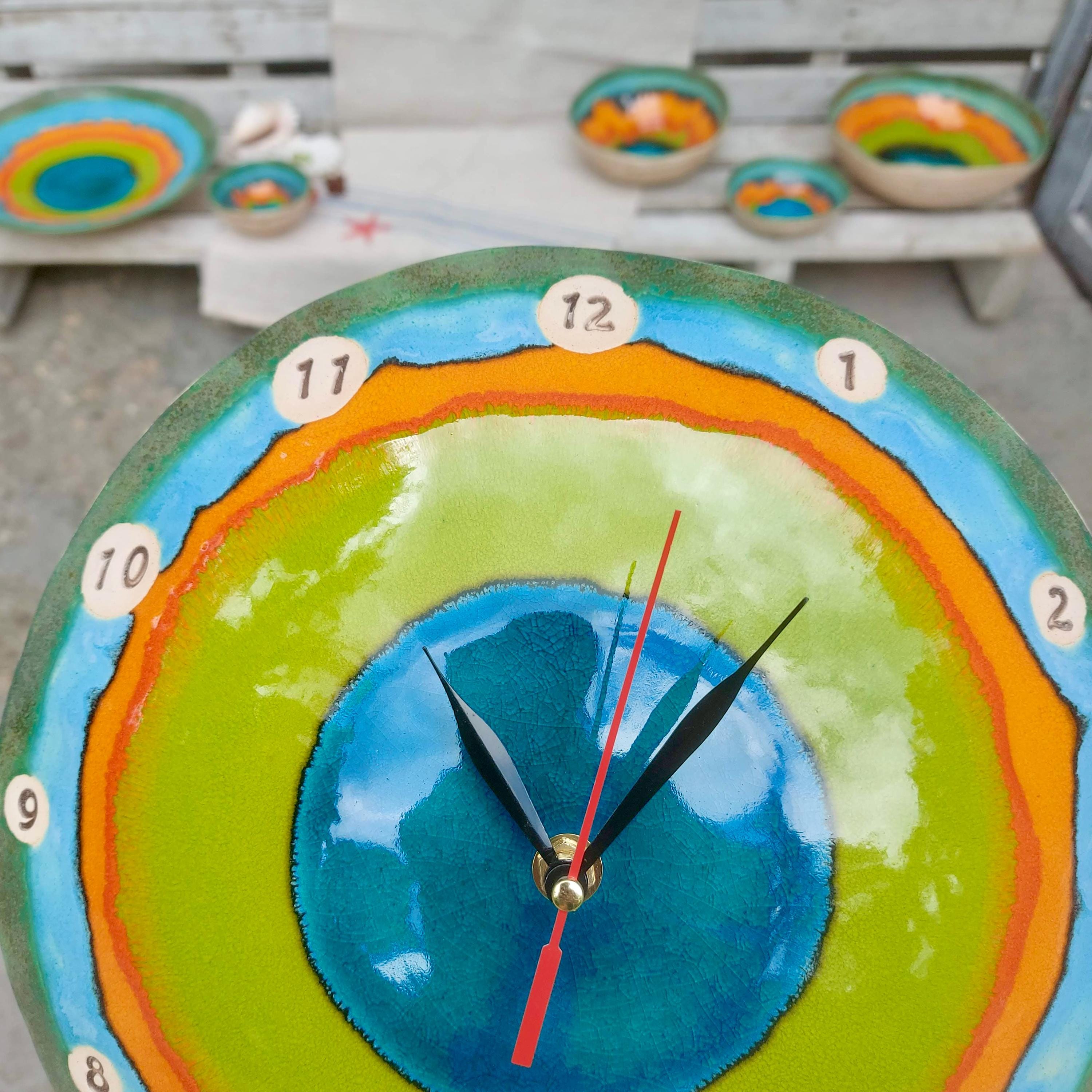 Handmade Ceramic Wall Clock – Colorful Art Pottery Decor, Croatia ...