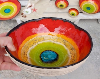 Ceramic Bowl, Home Decor, Handmade Pottery, Modern Ceramic Fruit Bowl, Pottery Bowl, Colorful Ceramic, Housewarming Gift, Artistic Pottery