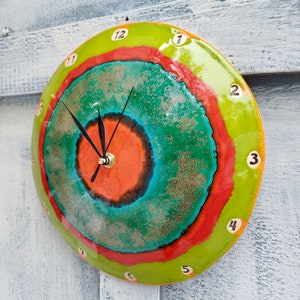 Art Clock Ceramic Clock Wall Round Clock Unique Clock - Etsy
