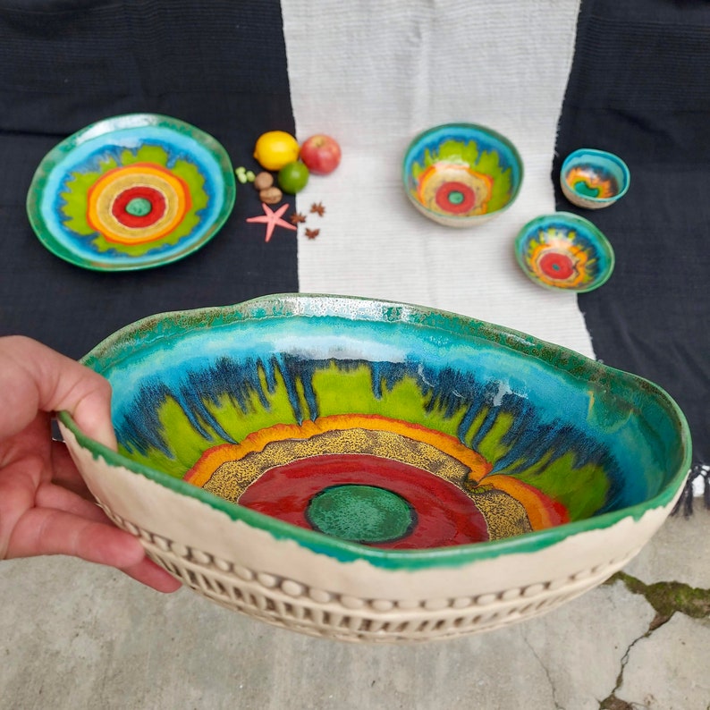 Ceramic Bowl, Handmade Pottery, Fruit Bowl, Gift For Her, Unique Ceramic, Housewarming Gift, Modern Ceramic Bowl, Home Decor, Pottery Gift image 2