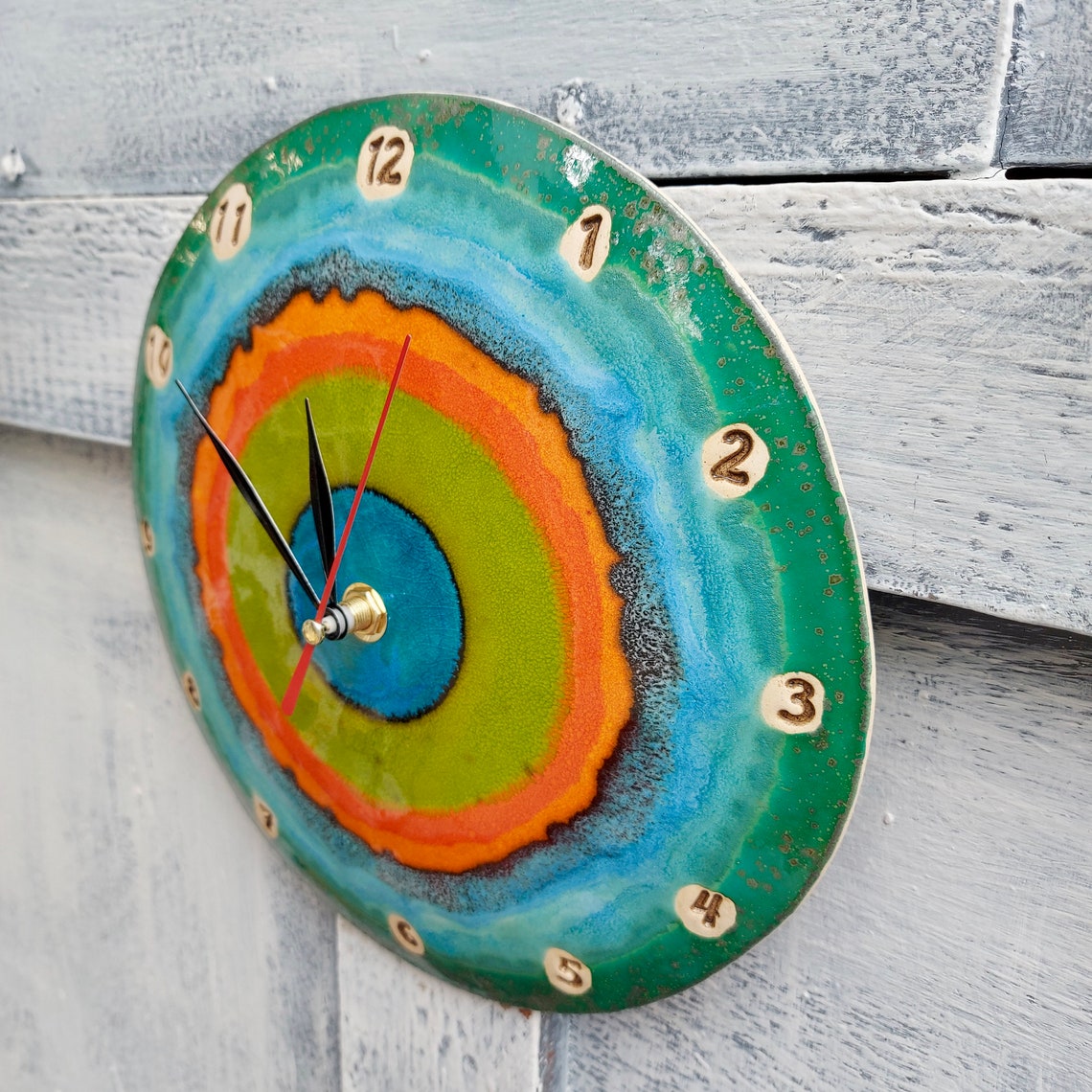 Ceramic Clock Wall Round Clock Kitchen Clock Home Decor Etsy