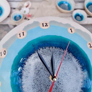 Turquoise Clock, Home Decor, Gifts For Her, Art Pottery, Handmade Ceramic, Modern Clock, Clock Gift, Unique Clock, Kitchen Art, Wedding Gift