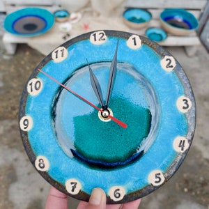 Ceramic Clock, Unique Art Clock, Ceramic Wall Clock, Handmade Pottery Clock, Home Decor, Color Clock, Wall Decor, Kitchen Clock, Clock Wall image 8