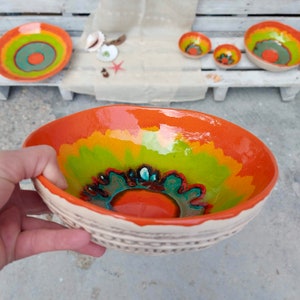 Colourful Bowl, Ceramic Art, Ceramic Bowl, Modern Pottery, Fruit Bowl, Unique Housewarming Gift, Home Decor, Handmade Gift, Pottery Art Bowl