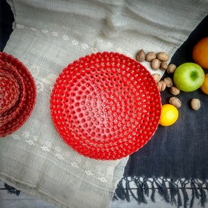 Ceramic Fruit Bowl, Red Bowl, Home Decor, Pottery Serving Bowl, Handmade Ceramic, Unique Valentine Gift, Contemporary Art, Minimalist Design image 4