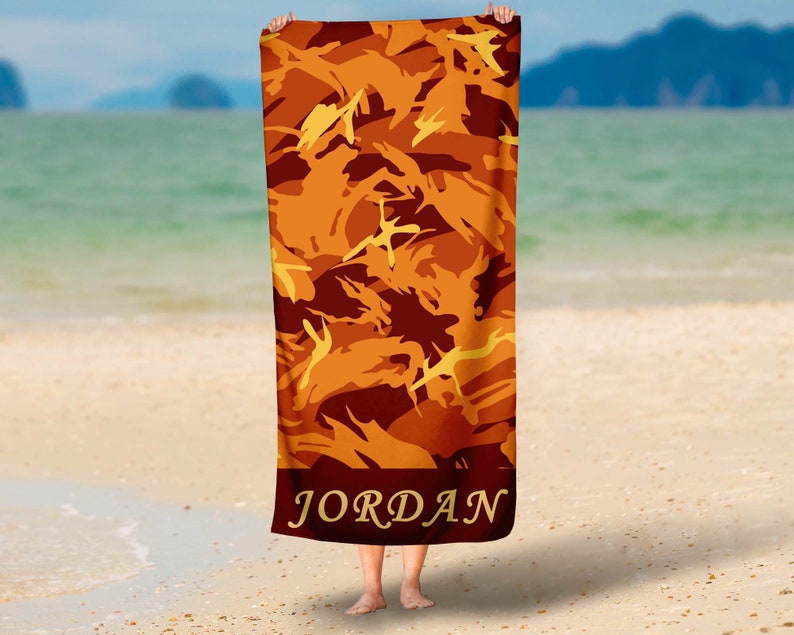 Personalized Camouflage Beach Towels Custom Name Beach Towel Etsy