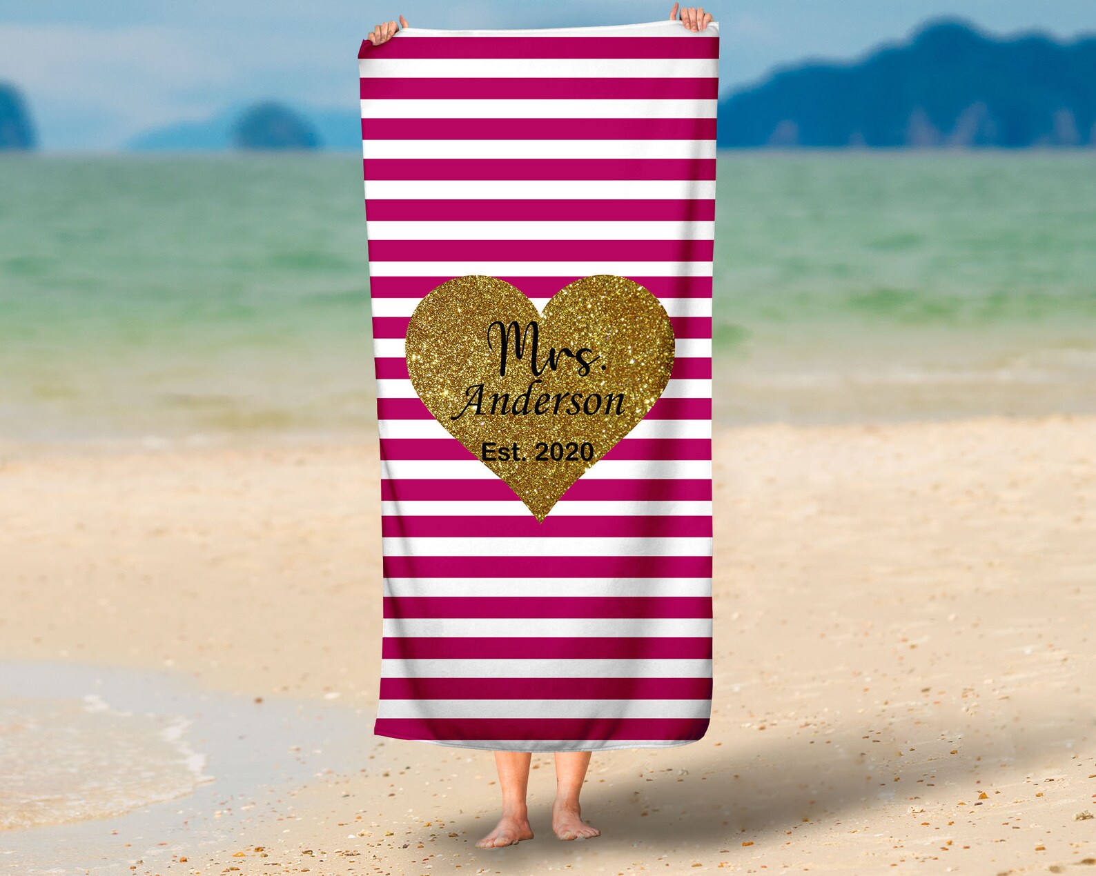 Mr and Mrs Beach Towels Personalized Newlywed Gift Custom Mr Etsy