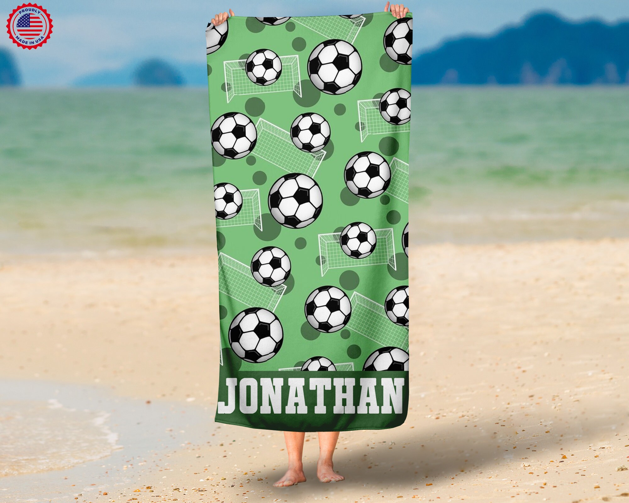 Sports Football Soccer Ball On Water Hand Towel Bath Bathroom Shower