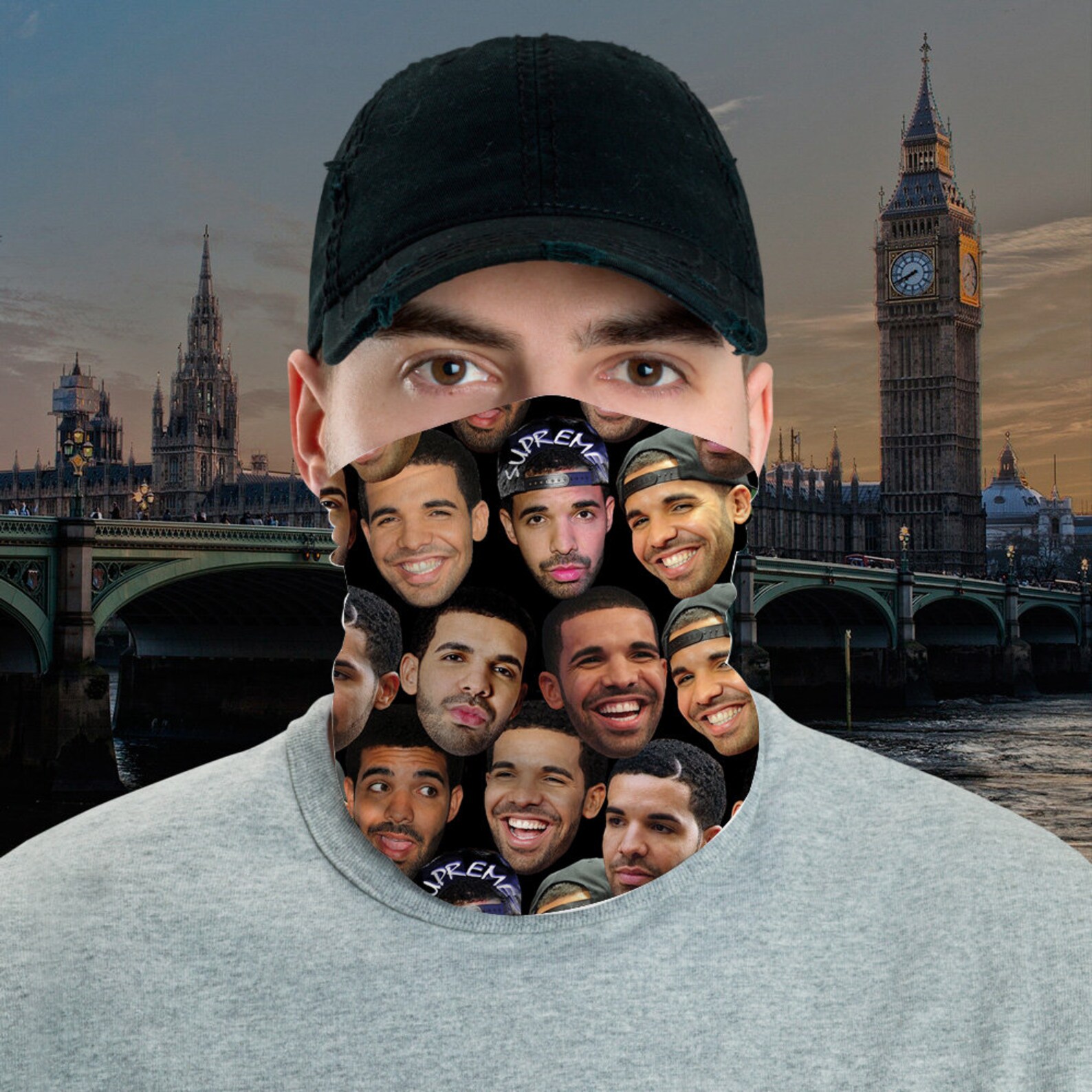 Drake Neck Gaiter Artist Gaiter Rapper Reusable Etsy