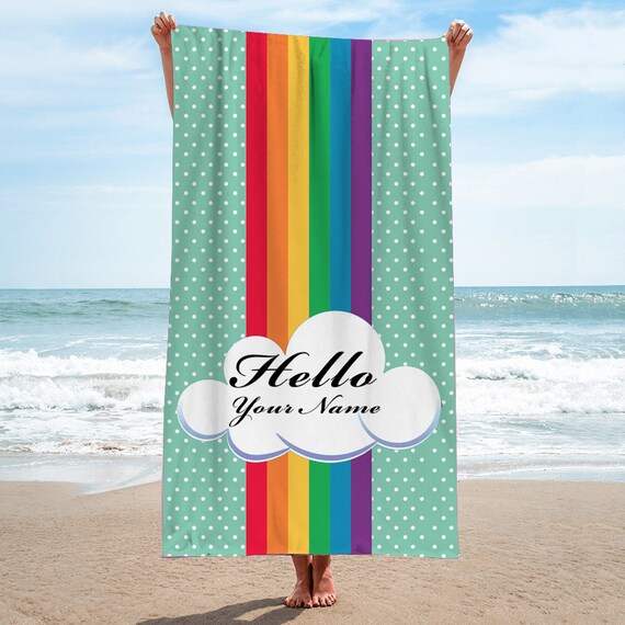 Panter Gastvrijheid Vrijgekomen Gepersonaliseerde Rainbow strandhanddoeken Aangepaste naam - Etsy België