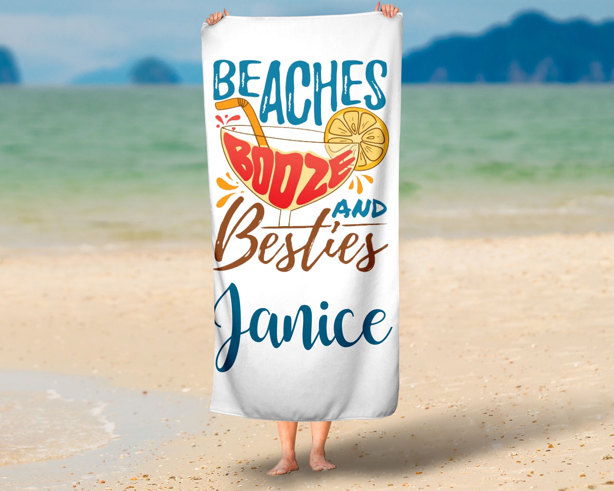 Best Friend Custom Beach Towel Beach Booze Besties Beach Etsy