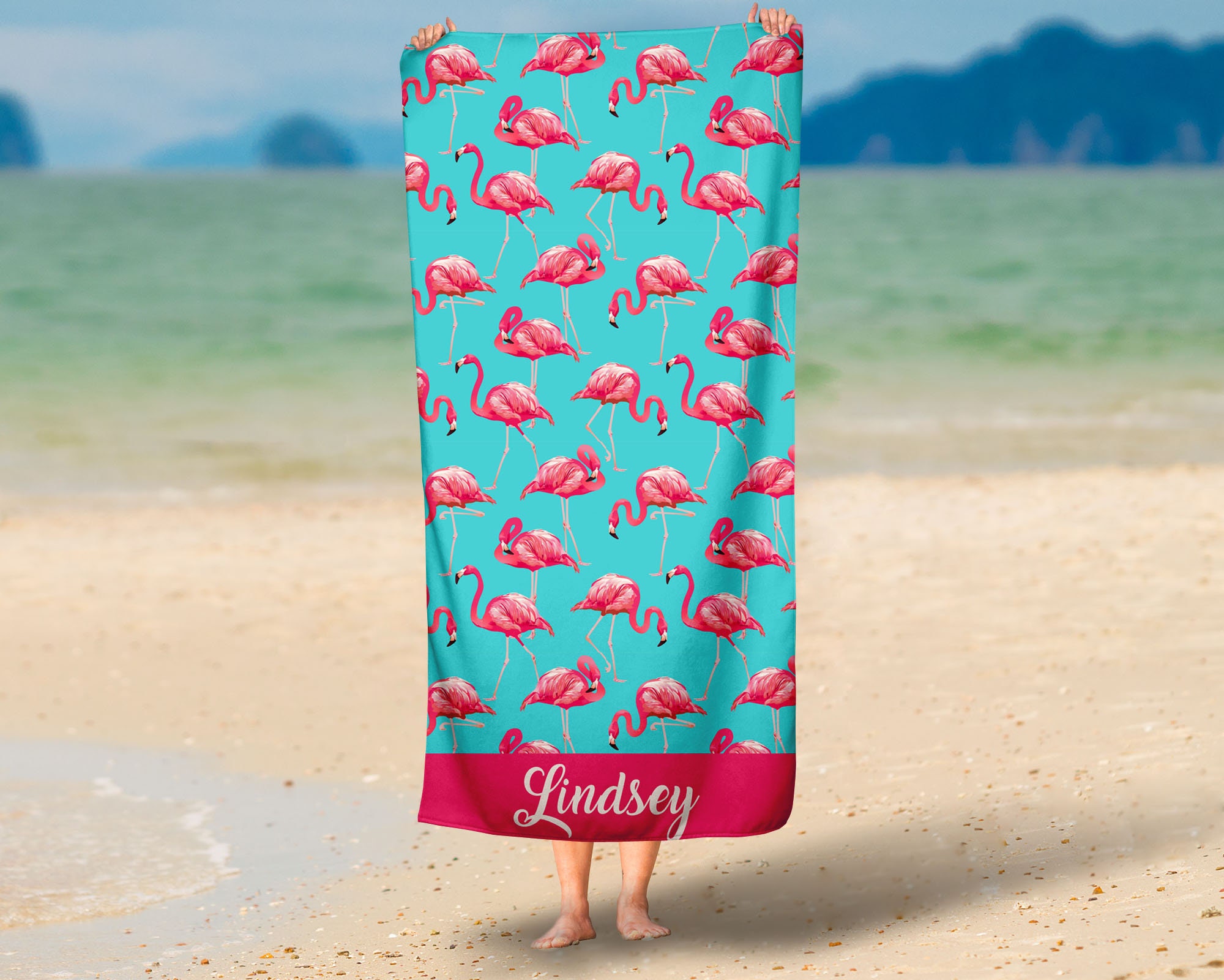 named beach towels
