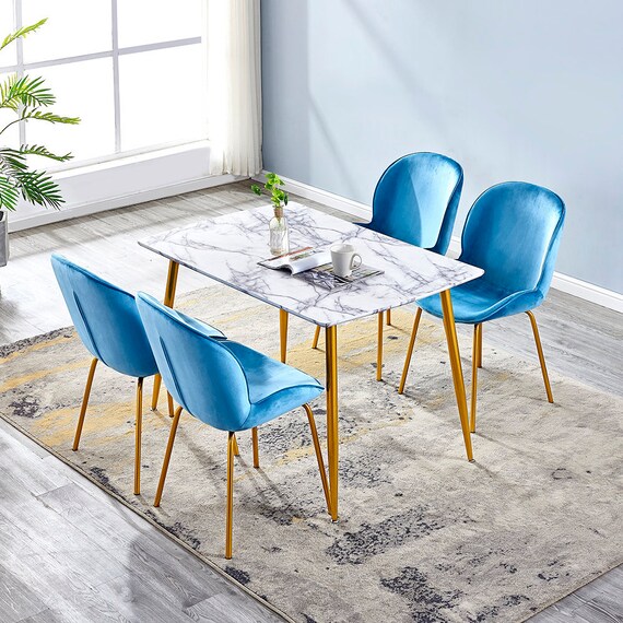 Set Of 2 4 6 Pea Blue Kitchen Dining Chairs Fabric Pea Blue Kitchen Dining Chairs