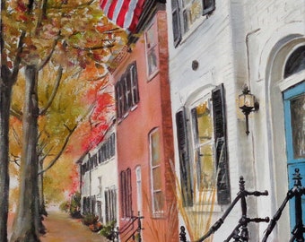 Old Town Alexandria Street Fall Scene Houses