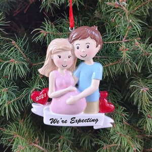 We're Expecting Couple Personalized Christmas Ornament