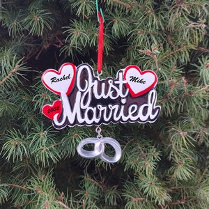 Just Married Personalized Christmas Ornament!