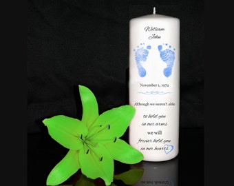 Although We Weren't Able to Hold You in Our Arms...  (Boy) Personalized Memorial Photo Candle