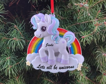 Unicorn Personalized Christmas Ornament