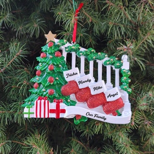 Family of 4 Christmas Stockings Ornament