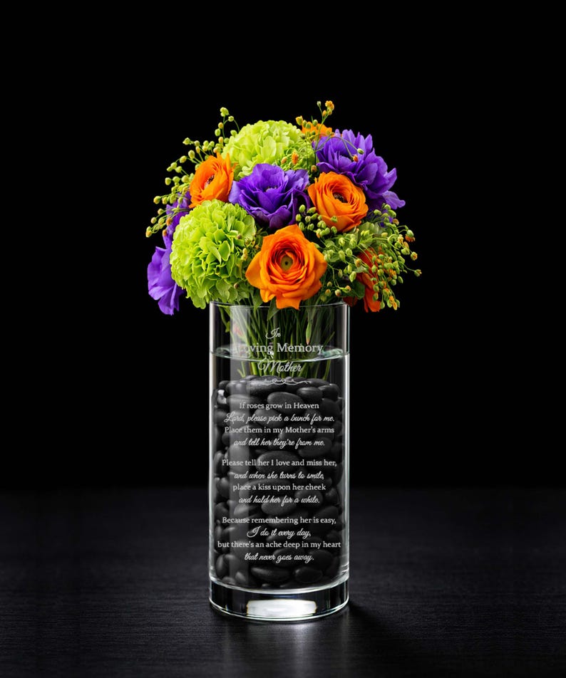 If Roses Grow in Heaven Personalized Engraved Memorial Vase • Sympathy ...