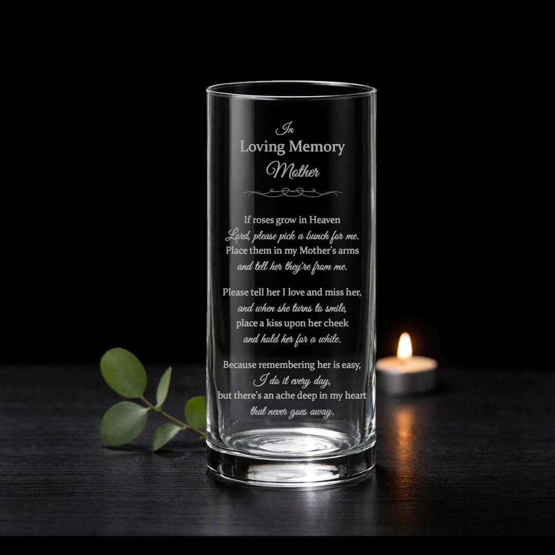 If Roses Grow in Heaven Personalized Engraved Memorial Vase • Sympathy ...