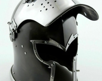 Medieval Barbuta Helmet: Functional Mild Steel Knight Armour