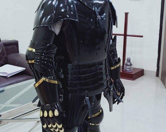 Medieval Knight Black Steel Suit of Armor: Full Body Combat Armor