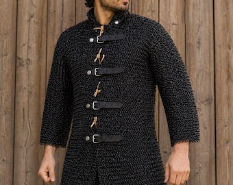 Chainmail Shirt Hauberk – Medieval Armor Steel Chain Mail Tunic | LARP, Reenactment, Viking & Knight Costume