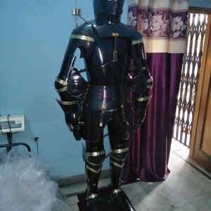 Medieval Knight Black Steel Suit of Armor: Full Body Combat Armor image 7