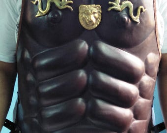 Corazza muscolare in pelle – Corazza da gladiatore romano – Armatura in stile storico per cosplay o esposizione