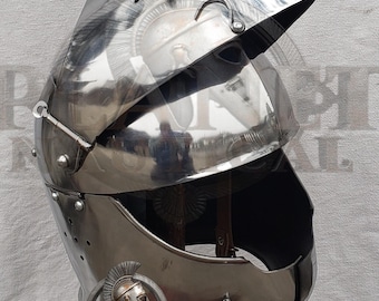 Medieval Armet Knight Helmet Armor | Gothic Steel Helmet for LARP Cosplay Renaissance Faire
