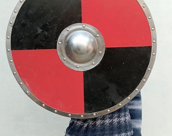 Medieval Viking Style Wooden Shield 24 inch Diameter With Steel Boss(Umbo)