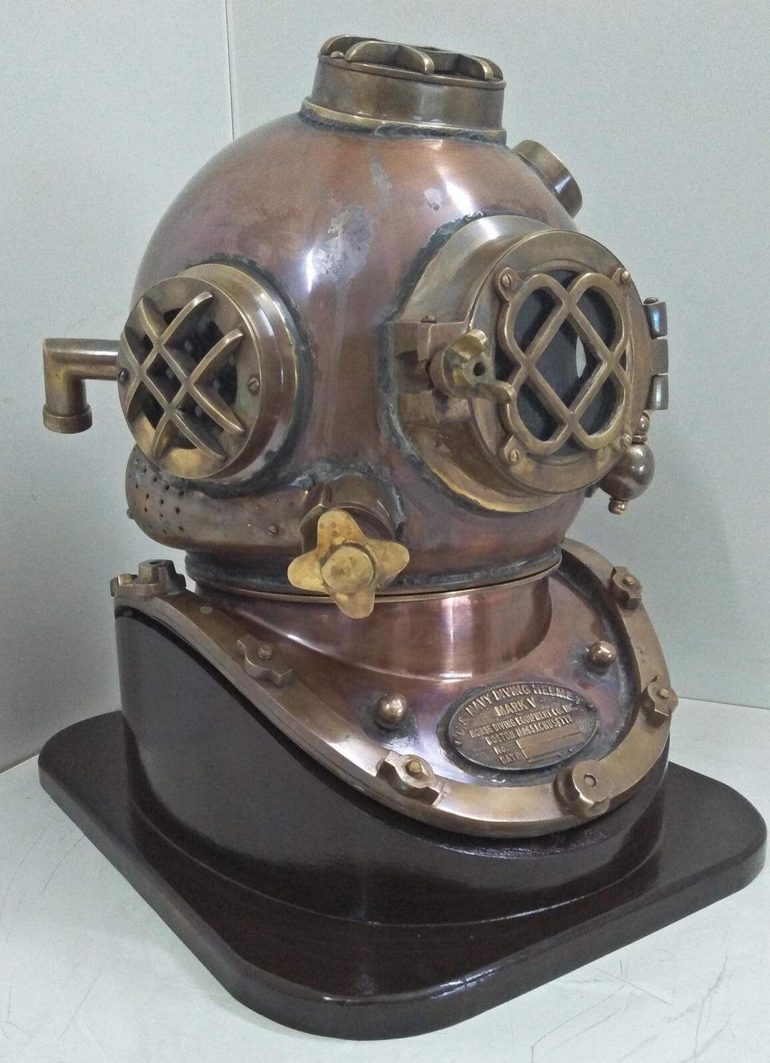 US Navy Mark V Diving Helmet: 18" Brass & Copper Nautical Decor - Etsy