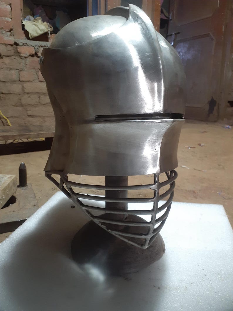 Medieval Sallet Steel Helmet for SCA fighting, LARP Reenactment Armor image 1