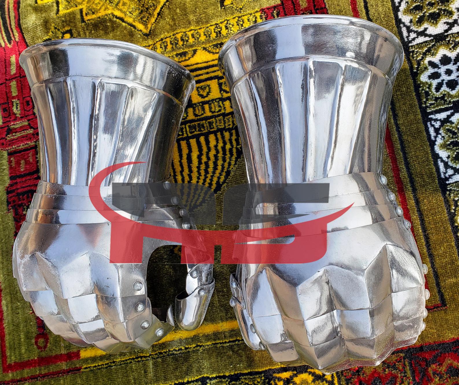 atlast&co.アトラスト ガントレット 美品 中世のガントレット ステンレススチール 厚さ1.290 mm 革手袋付き